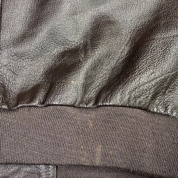 Vintage L.L. Bean Brown Goatskin Leather Bomber Flight Jacket Men's XL Tall - Picture 11 of 12